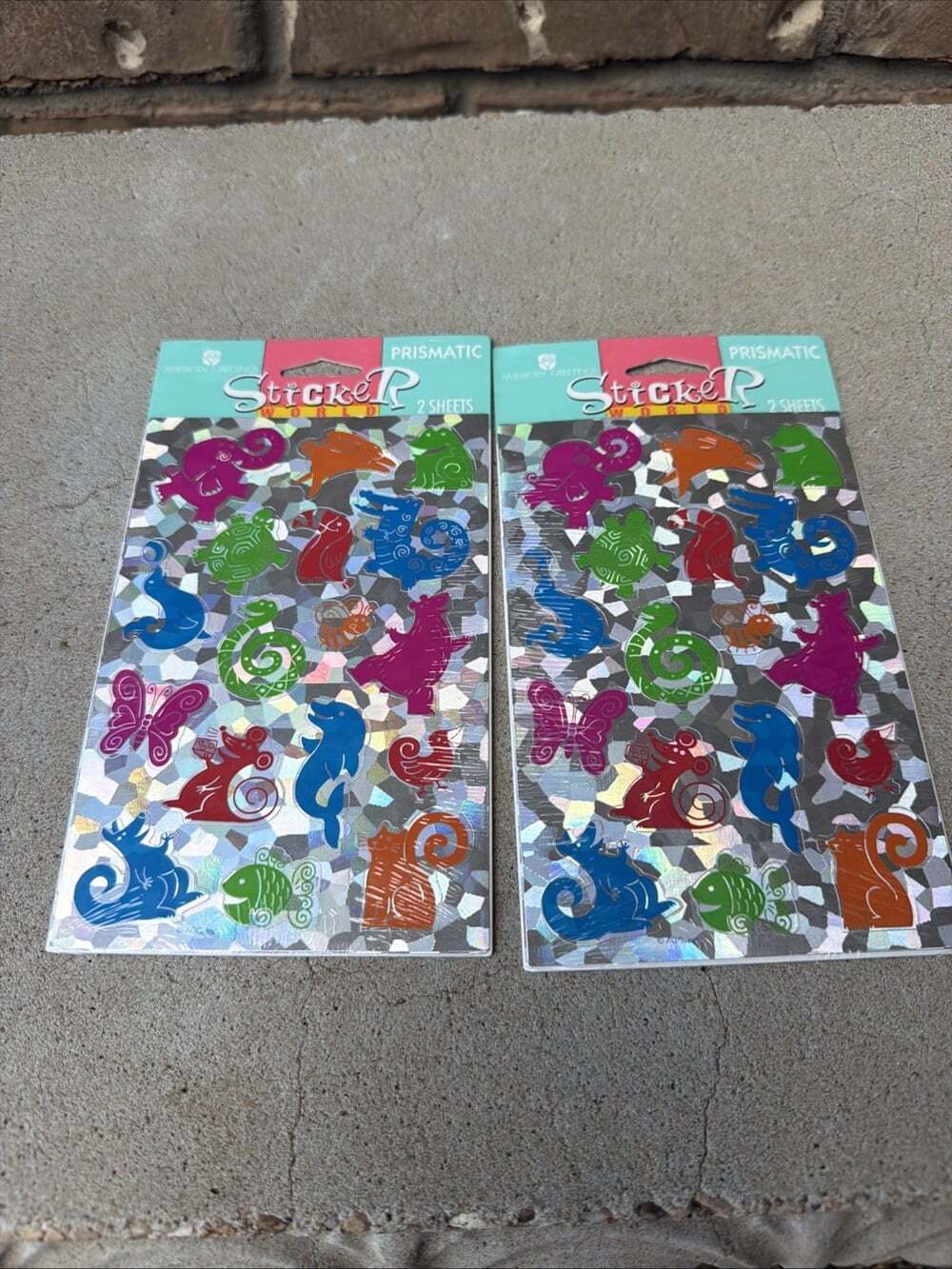Vintage Prismatic Mirror Animal Stickers American Greetings Lot Of 2 NEW